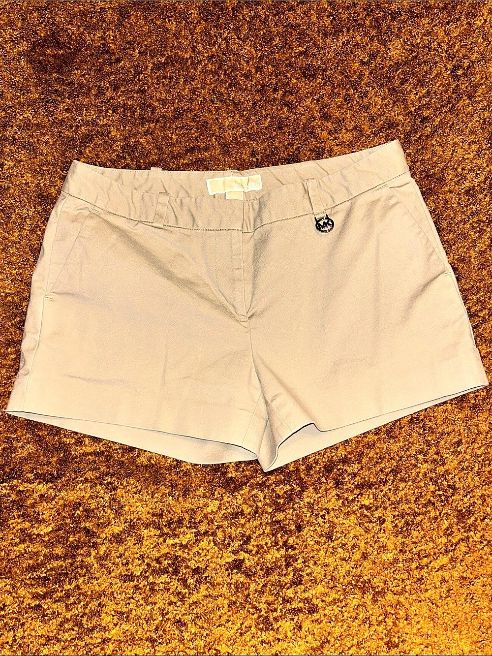 Michael Michael Kors High Waist Cotton Shorts in Beige Size 6